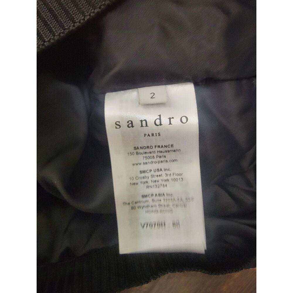 Sandro Paris Floral Crop Bomber Jacket Womens Sz 2 (M) Evora Jacquard Full Zip - Picture 8 of 9